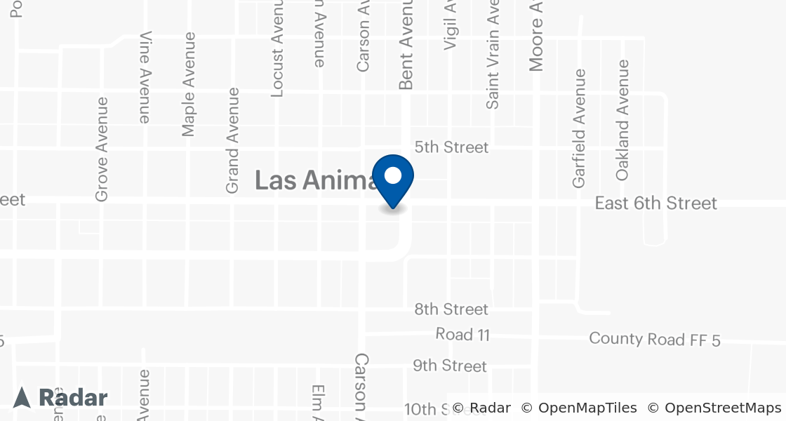 Map of Dairy Queen Location:: 325 6th St, Las Animas, CO, 81054-1713